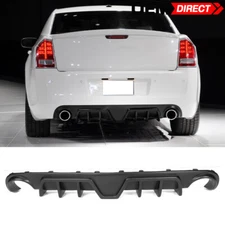 Fits 12-14 Chrysler 300 SRT Rear Diffuser Lower Bumper Lip Fins Matte Black PP