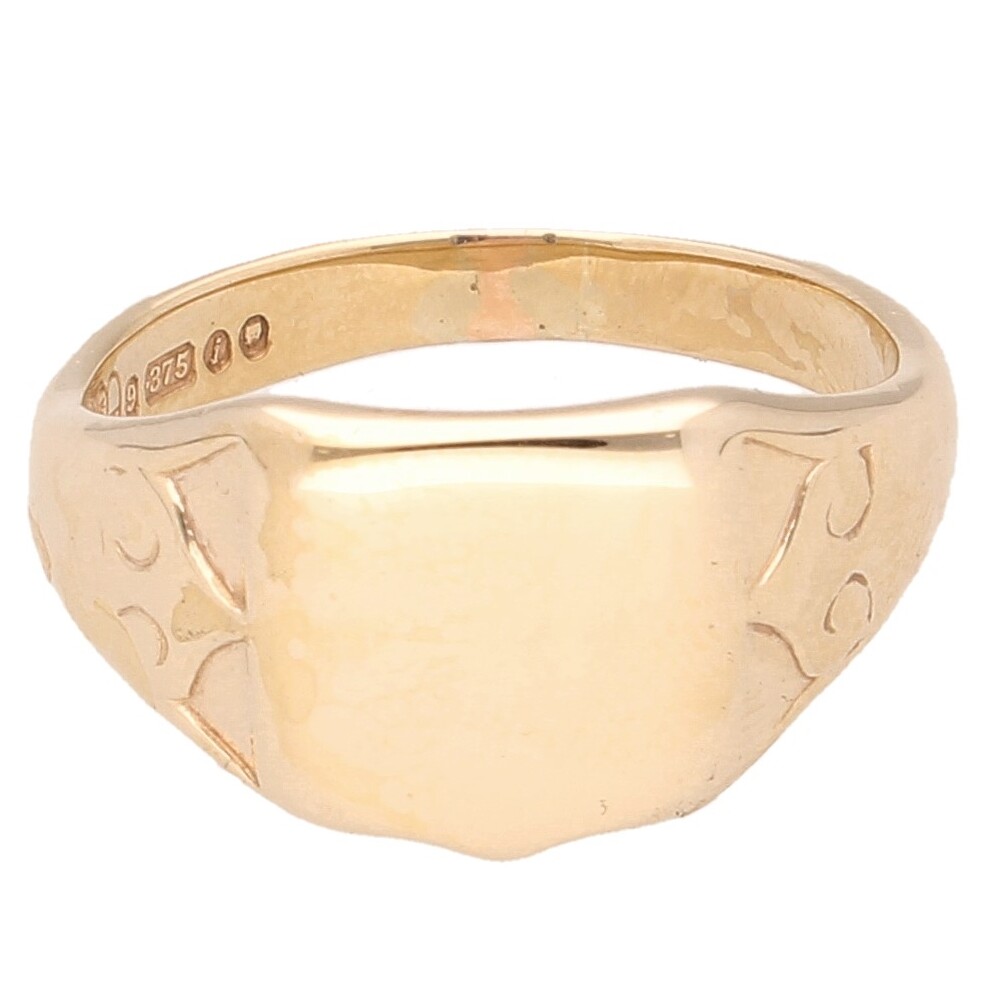 9Carat Yellow Gold Signet Ring (Size V) 11x12mm Head