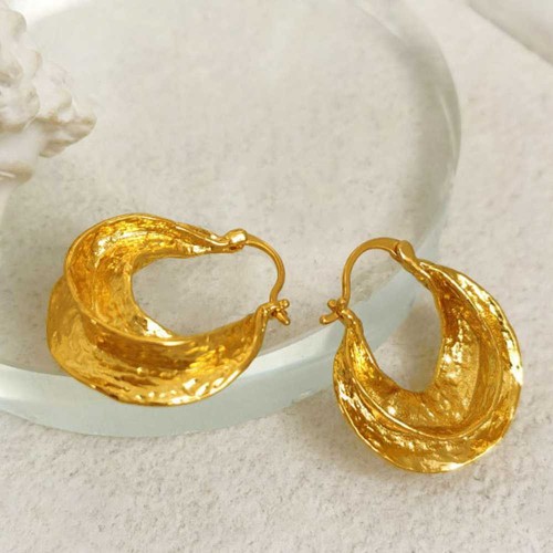 Fashion Bohemian style Gold plating Baroque basket Earrings Women Hoop Ear Cuff - Picture 3 of 10