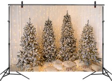 10x8ft Winter Pine Christmas Tree Holiday Party Photo Background Studio Props