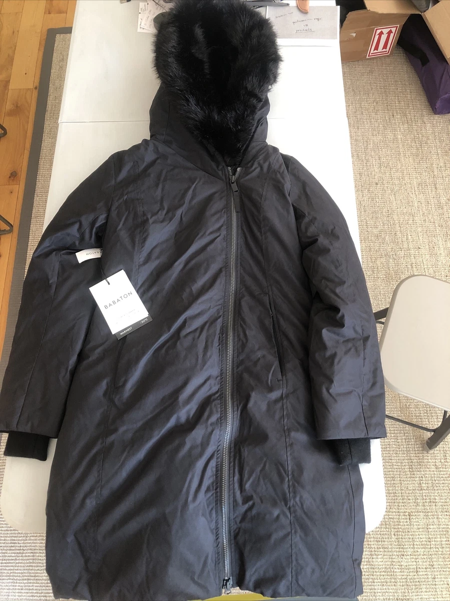Babaton Aritzia Black Goose Down Fur Lined Hooded Parka Coat