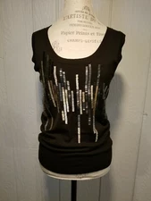 Calvin Klein Sweater Vest Beaded Black size Small, runs big 