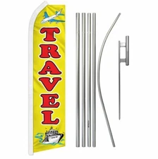 "TRAVEL" Advertising Super Flag & Pole Kit vacation holiday
