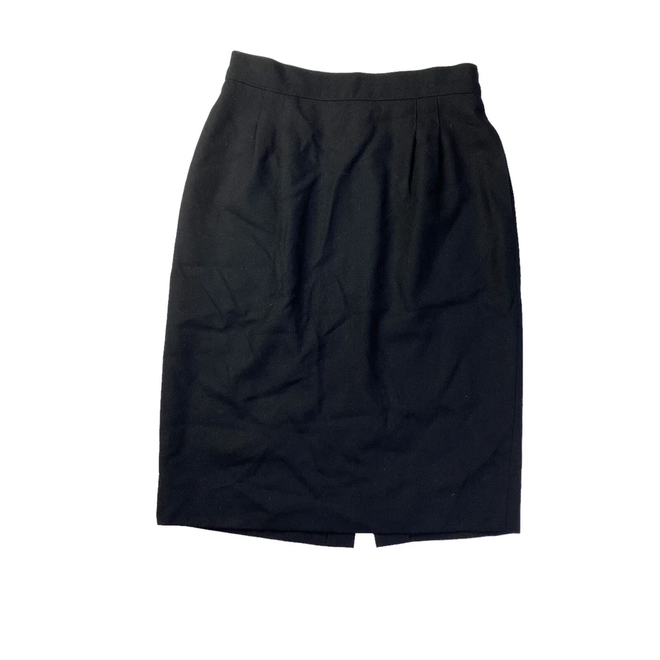 Falda Lápiz Talbots Vintage Lana Negra Sólida Plisada con Bolsillos Retro Talla 10