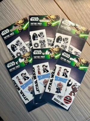 DISNEY Star Wars Empire & Rebel Temporary Tattoo Packs x 6