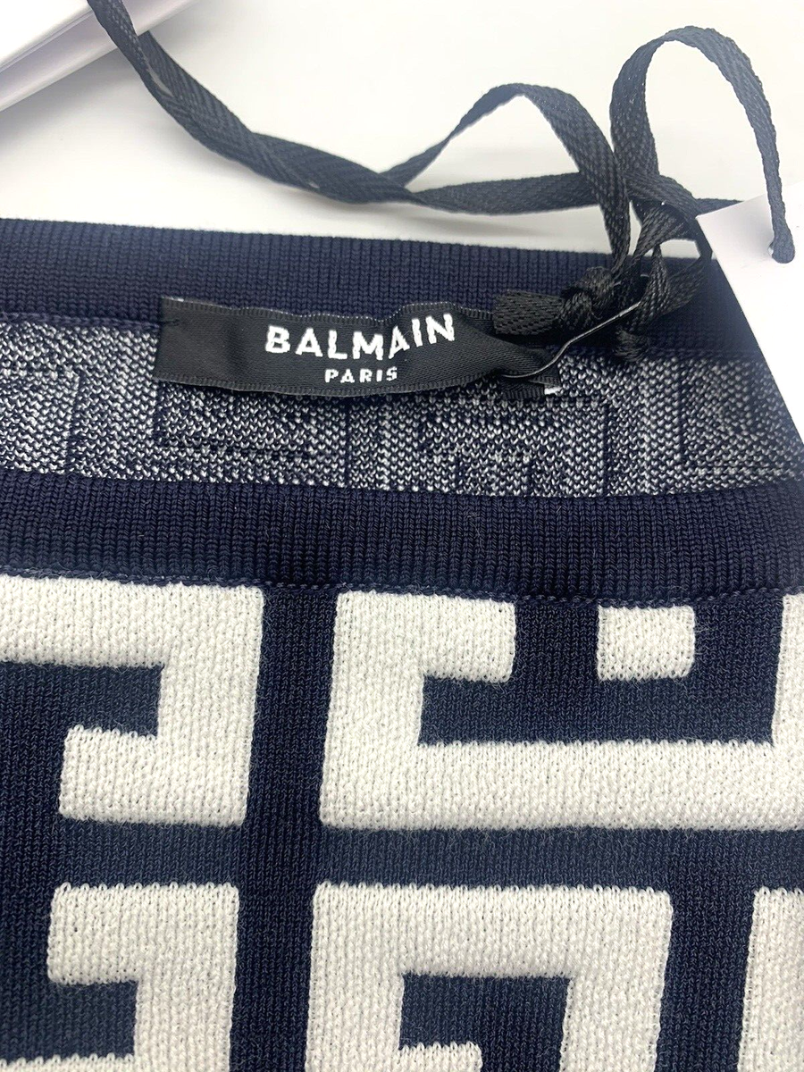 AUTHENTIC Balmain Monogram jacquard crop top Size 44 EU | eBay