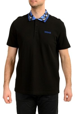 Versace Men's Black Logo Embroidery Short Sleeve Polo Shirt US 4XL IT 60