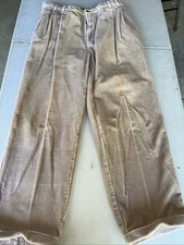 VTG Chaps Ralph Lauren Pants Mens 34x29 Brown Corduroy Pleated Trousers Baggy