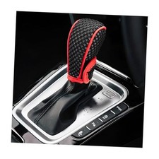 Car Gear Shift Knob Cover, Anti-Slip Breathable Automotive Stick-on Black Red