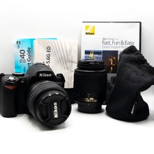 NIKON D40 Camera DSLR w/ 18-55mm  55-200mm Lens Strap  Charger Included