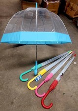 CLEAR SEE THROUGH BUBBLE DOME UMBRELLA COLOR TRIMMED FULL SIZE