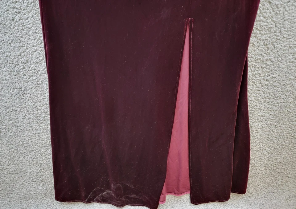 Vestido de noche Alex Evenings de terciopelo con hombros descubiertos para mujer 16 W cremallera trasera de vino Foto 4 de 4