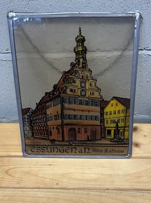 ESSLINGEN a.N. Altes Rathaus Germany Painted Lead Glass Hanging Frame