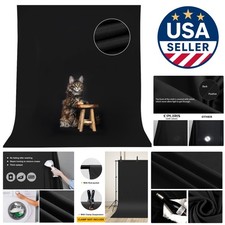5x7ft Black Photography Backdrop - Durable Polyester Curtain for Portraits