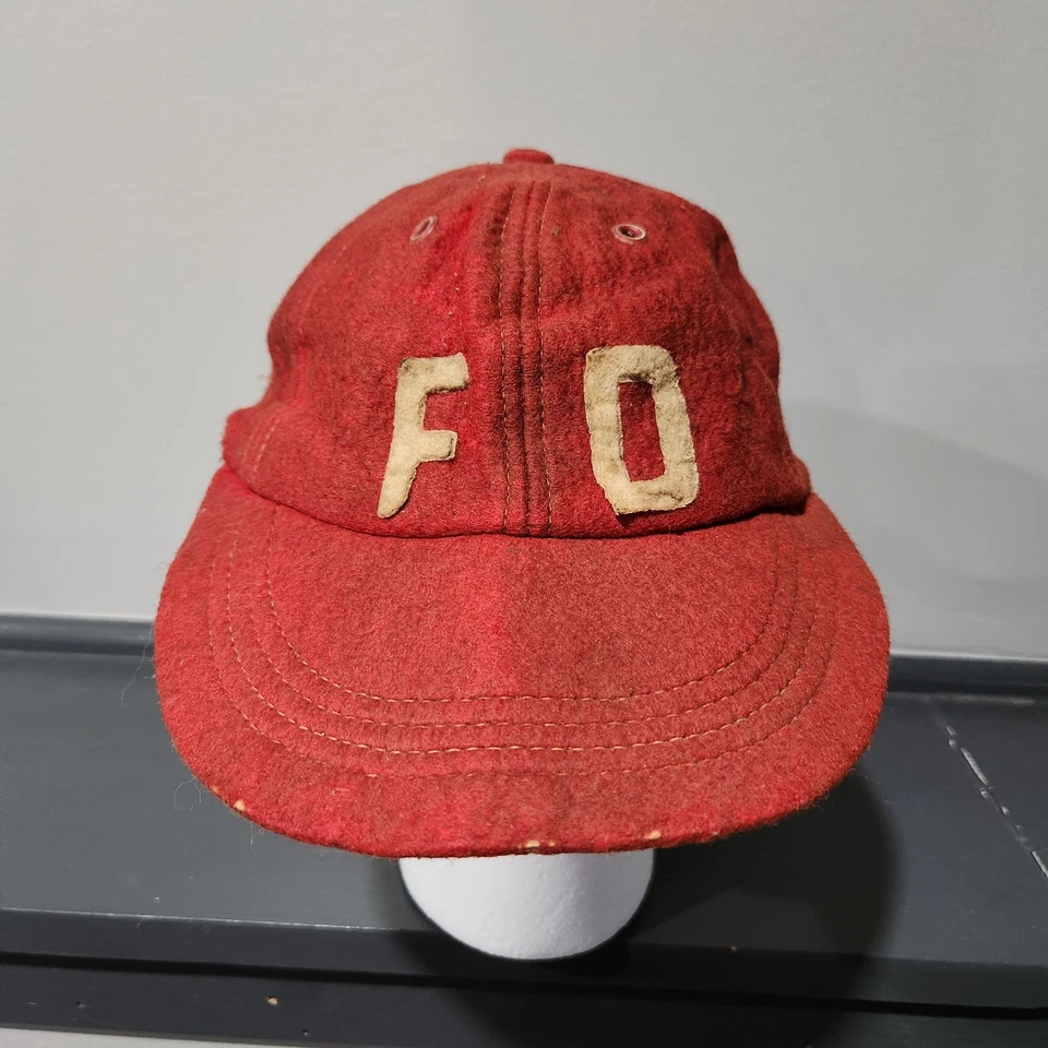 Verdadera De Colección Principios de 1900 FD Lana Gorra de Béisbol Gorra Mediana 20s 30s 40s 50s ENGASTADA Foto 3 de 4