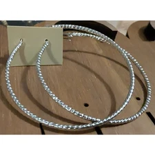 New Silver Tone Pierced Earrings 2.25 inch Hoops Textured Edges