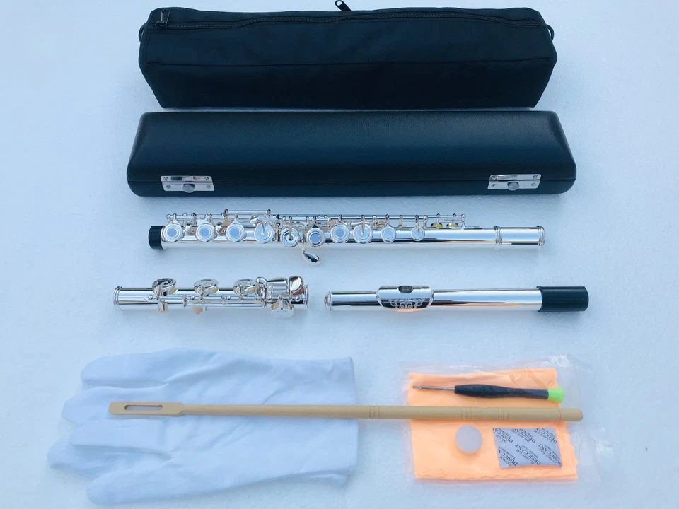 Mecanismo de llave francesa de flauta tallada plateada de doble uso con orificio abierto de 17 Foto 3 de 4