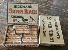 Hickman's Silver Birch Chewing Gum Box With Repro packs Antique Send offer