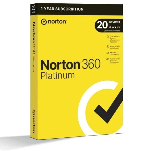 Norton 360 Platinum, 20 dispositivi, 12 mesi - 100 GB di backup cloud + VPN