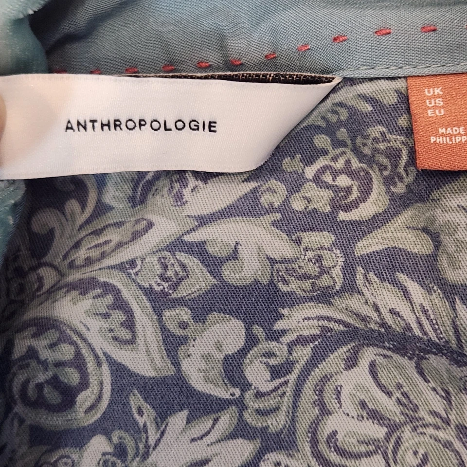 Camisa Pilcro Anthropolgie Terciopelo Aplastado Como Nueva Espuma de Mar Abotonada Para Mujer Talla 12 Foto 4 de 4