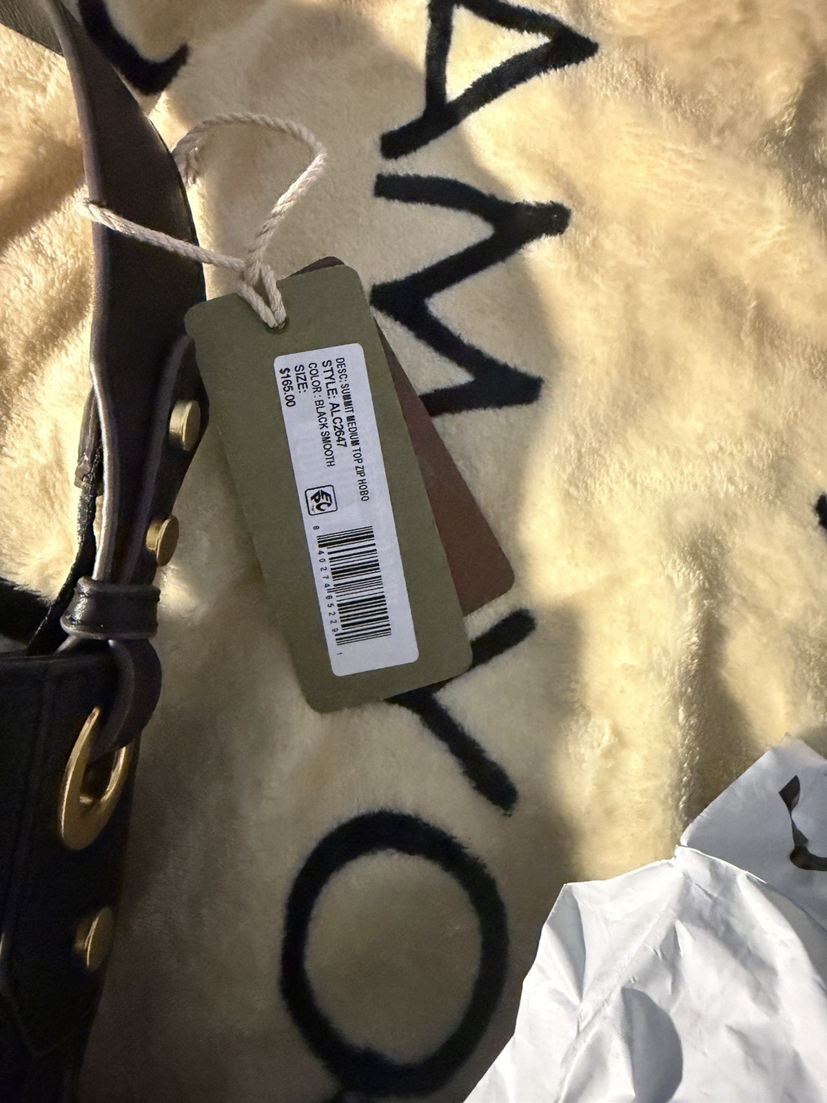 American Leather Co Summit Medium -Zip Top Leather Hobo Black-NWT