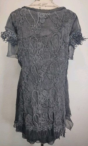 Pretty Angel Mini Dress SZ Large Silk Ruffle Artsy Whimsygoth Fairy Grunge Boho - Picture 5 of 13