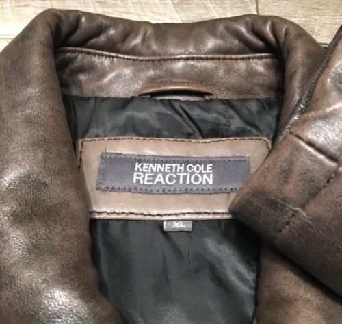 Mens Kenneth Cole Reaction Leather Car Motorcycle Riding Coat Jacket Size XL - Picture 5 of 13