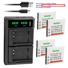 Kastar Battery LTD2 USB Charger for Casio NP-120 CNP-120 Battery BC-120 Charger