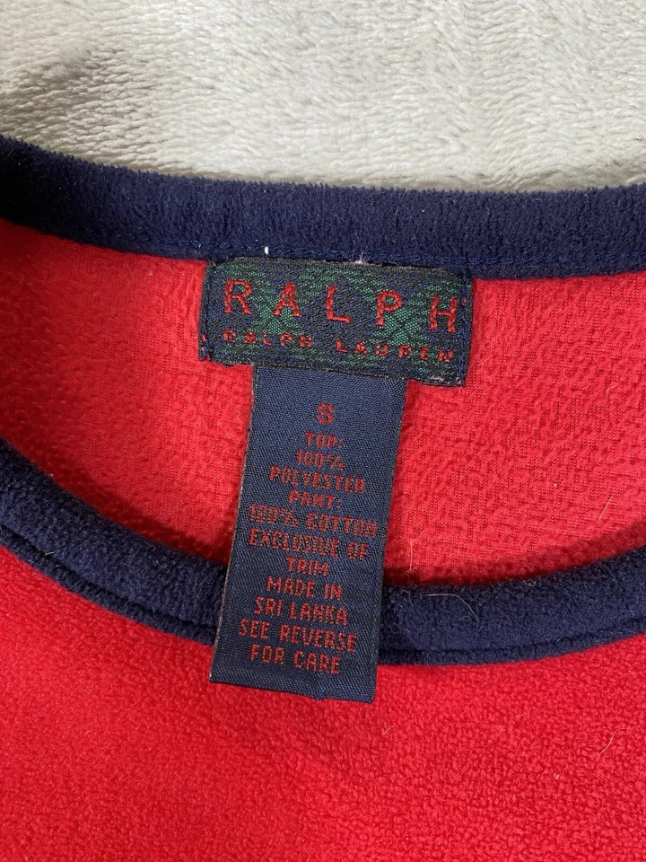 Ralph Ralph Lauren Women’s Size S Red Long Sleeve Pajama Top Bear Pocket - Image 3 of 4