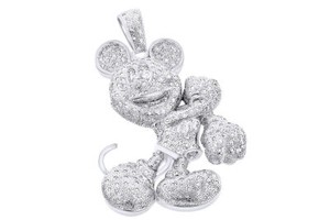 Authentic 4 Ct Natural Diamond Style Mouse Charm Pendant Necklace