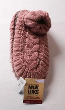 Muk Luks Womens Sweater Cuff Bootie Slipper Sock HT3 Dusty Pink L/XL(8.5-11) NWT