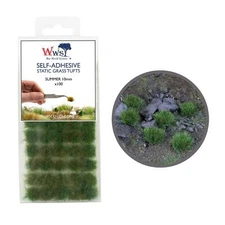 WWS Static Grass Tufts x 100 – Summer, 10mm – Model Railway Wargame Scenery