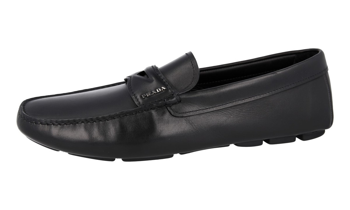 PRADA PENNY LOAFER BUSINESS SHOES 2DD158 BLACK LEATHER NEW US 12