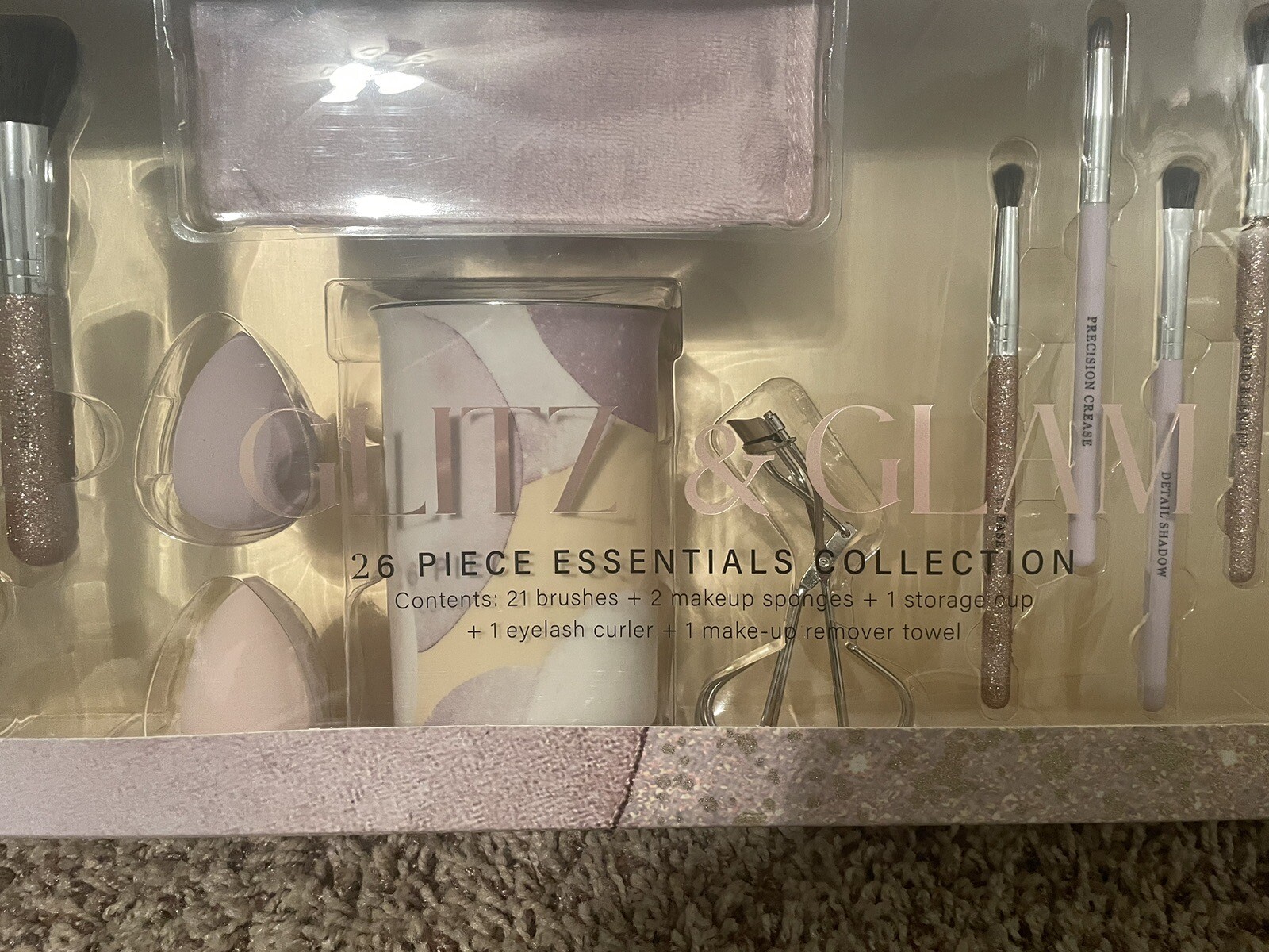 Glitz & Glam 26 Piece Lavender Glitter Makeup Brush Set Tik Tok Viral