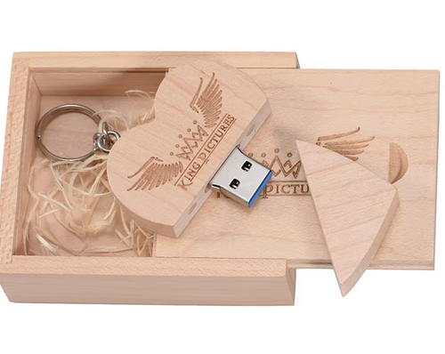 Wood Love Heart Flash Drives 128GB 32GB Pen Drive 64GB Custom Logo Memory Stick - Afbeelding 4 van 7