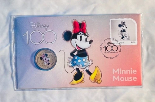 2023 Australia PNC, Disney 100 Years Anniversary Minnie Mouse, $1 coloured coin