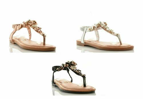 Infradito Gioiello Scarpe Donna Sandali Tacco Basso Pietre ComodE Strass  Moda | eBay