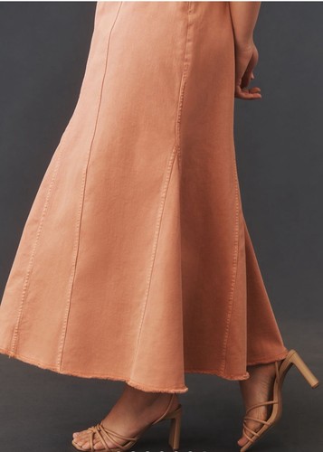 NWT Anthropologie Pilcro Icon Fluted Strapless Midi Dress In Coral Size XL - Picture 5 of 15