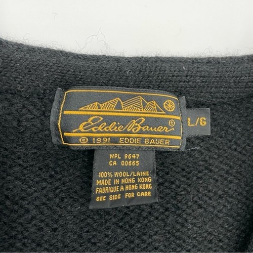 Vintage Eddie Bauer Cardigan Sweater Women's Floral Black V-Neck Twee Retro 90s - Picture 3 of 12
