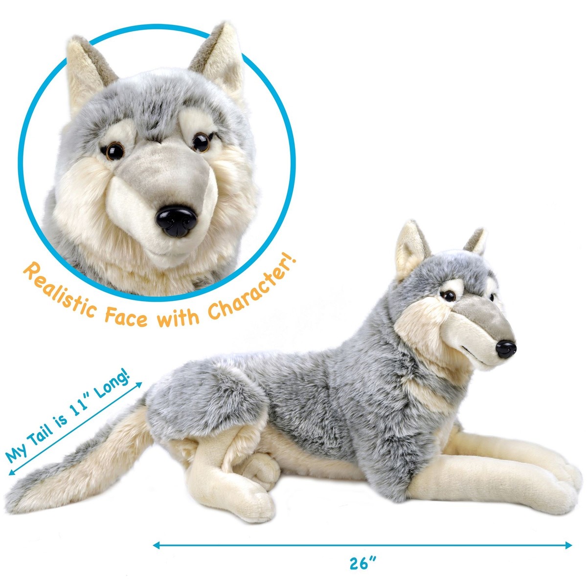 Buy Winry The Wolf - 26 Inch Stuffed Animal Plush - By TigerHart Toys