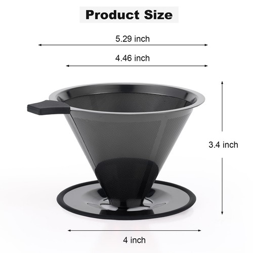 Pour Over Coffee Maker Stainless Steel Pour Over Drip Coffee Filter Paperless Co - Picture 2 of 7