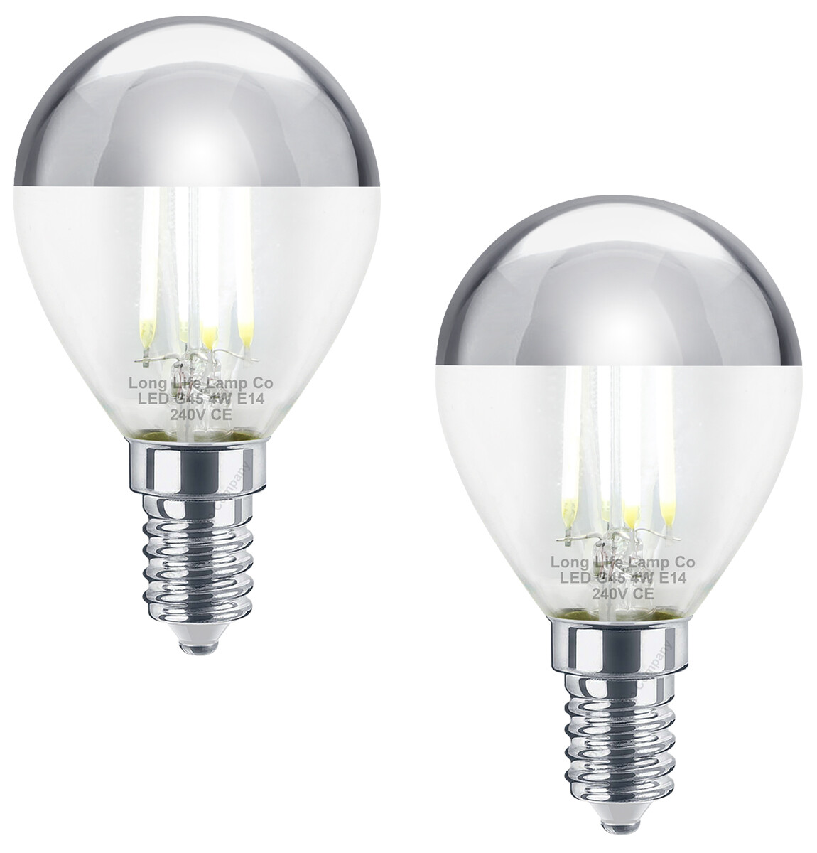 4W LED G45 Crown Silver Light Bulb Mirror Top Style E14 Cool White Golf