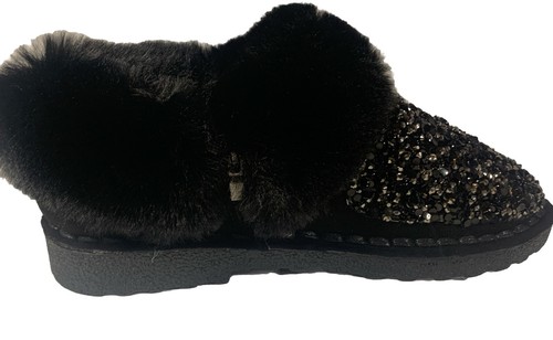 Soft Fur Womens Sequine Black Shoes Size 9 - Picture 5 of 6