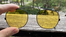 Johnny Depp Clip-on Sunglasses Yellow Lens Round Night Light Yellow Sunglasses