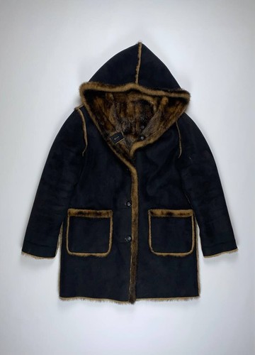 ๐จ 90s Balmain vintage heavy faux fur reversible coat jacket mans M browm black - Picture 11 of 16