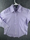 Lauren Ralph Lauren Women Button Up Shirt Striped Purple White Large Lightweight