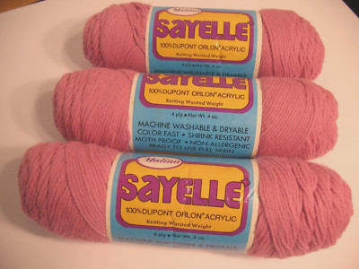 MALINA SAYELLE 4 PLY YARN LOT OF 3 IN LIGHT ROSE KNITTING WORSTED WEIGHT