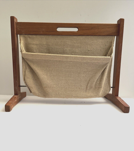 Danish Modern Brdr. Furbo Spottrup Teak & Canvas Magazine Rack made in Denmark - Picture 2 of 13
