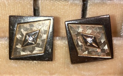 Vintage STARBURST CUFFLINKS Atomic Diamond Cut Gold Tone Mid Century