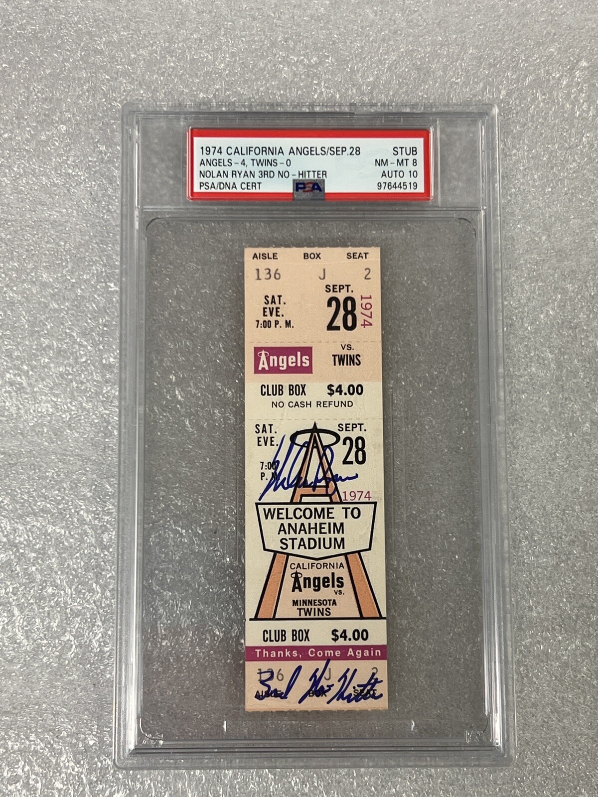 1974 NOLAN RYAN 3RD NO HITTER TICKET STUB! PSA 10/8! POP 2! NONE HIGHER! 🔥⚾️